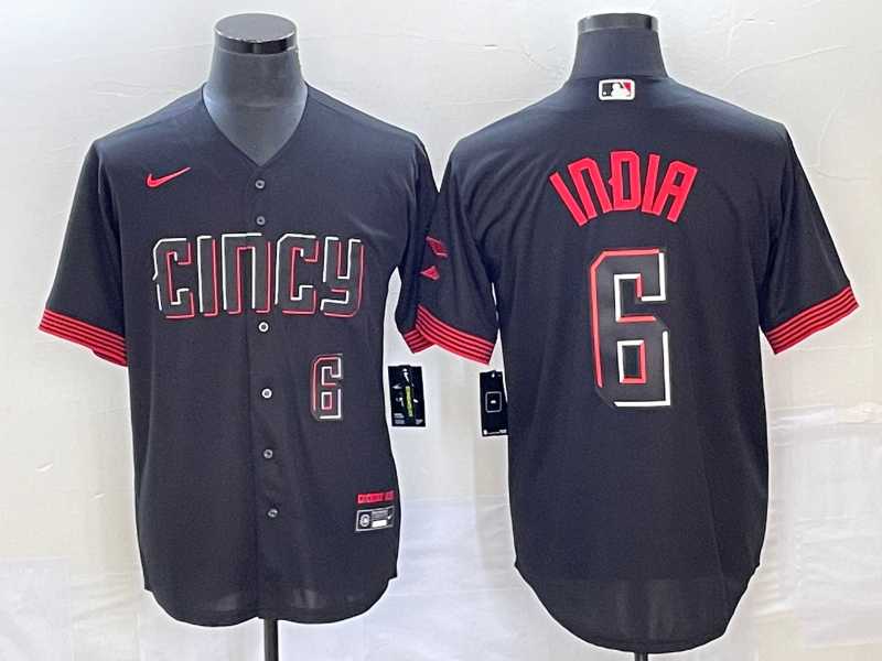 Men's Cincinnati Reds #6 Jonathan India Number Black 2023 City Connect With Patch Stitched MLB Jersey,We sell and wholesale Men's Cincinnati Reds #6 Jonathan India Number Black 2023 City Connect With Patch Stitched MLB Jersey on line form chian!