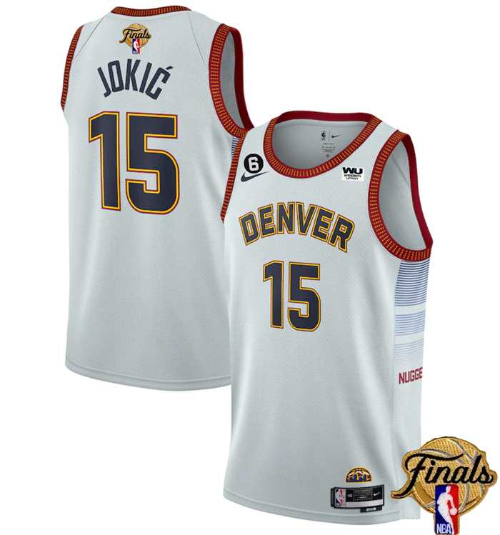 Men's Denver Nuggets #15 Nikola Jokic White 2023 Finals Icon Edition With NO.6 Patch Stitched Basketball Jersey Dzhi,We sell and wholesale Men's Denver Nuggets #15 Nikola Jokic White 2023 Finals Icon Edition With NO.6 Patch Stitched Basketball Jersey Dzhi on line form chian!