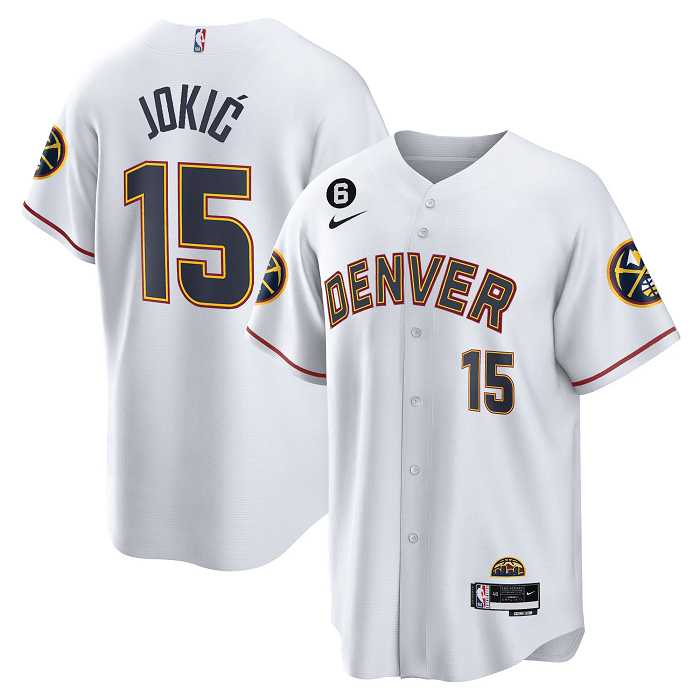 Men's Denver Nuggets #15 Nikola Jokic White With No.6 Patch Cool Base Stitched Jersey Dzhi,We sell and wholesale Men's Denver Nuggets #15 Nikola Jokic White With No.6 Patch Cool Base Stitched Jersey Dzhi on line form chian!