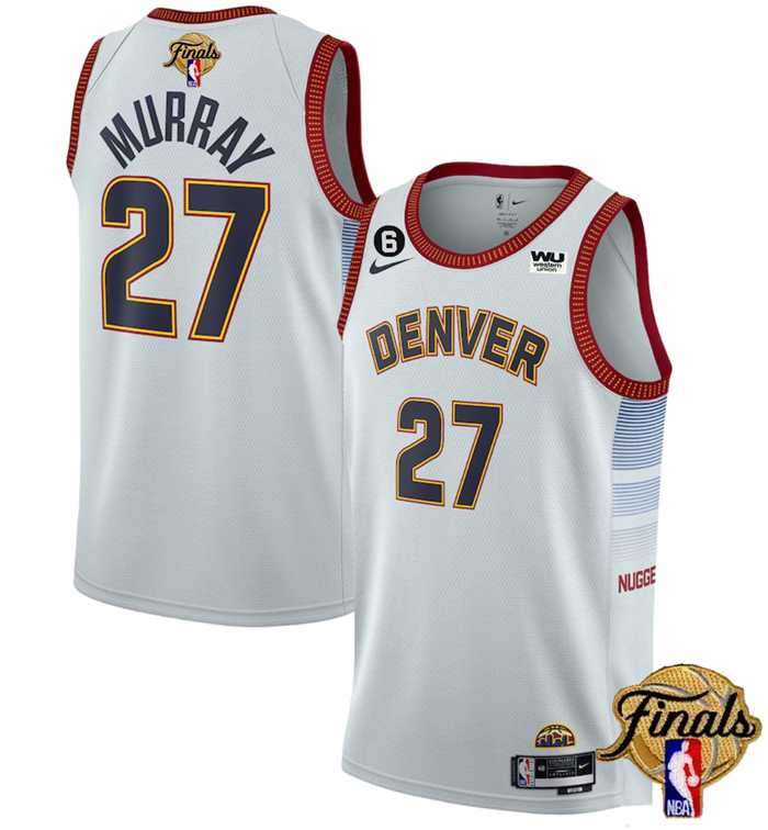 Men's Denver Nuggets #27 Jamal Murray Silver 2023 Finals Icon Edition With NO.6 Patch Stitched Basketball Jersey Dzhi,We sell and wholesale Men's Denver Nuggets #27 Jamal Murray Silver 2023 Finals Icon Edition With NO.6 Patch Stitched Basketball Jersey Dzhi on line form chian!