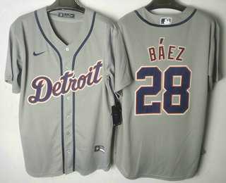Men's Detroit Tigers #28 Javier Baez Grey Stitched Cool Base Nike Jersey,We sell and wholesale Men's Detroit Tigers #28 Javier Baez Grey Stitched Cool Base Nike Jersey on line form chian!