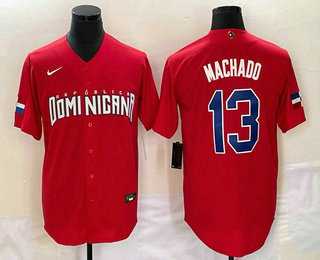 Men's Dominican Republic Baseball #13 Manny Machado 2023 Red World Classic Stitched Jerseys,We sell and wholesale Men's Dominican Republic Baseball #13 Manny Machado 2023 Red World Classic Stitched Jerseys on line form chian!