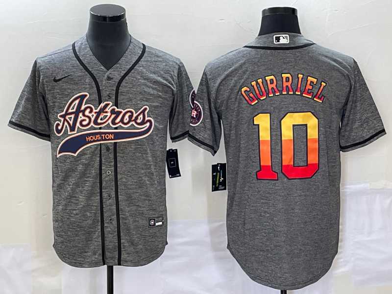 Men's Houston Astros #10 Yuli Gurriel Grey Gridiron Cool Base Stitched Baseball Jersey,We sell and wholesale Men's Houston Astros #10 Yuli Gurriel Grey Gridiron Cool Base Stitched Baseball Jersey on line form chian!