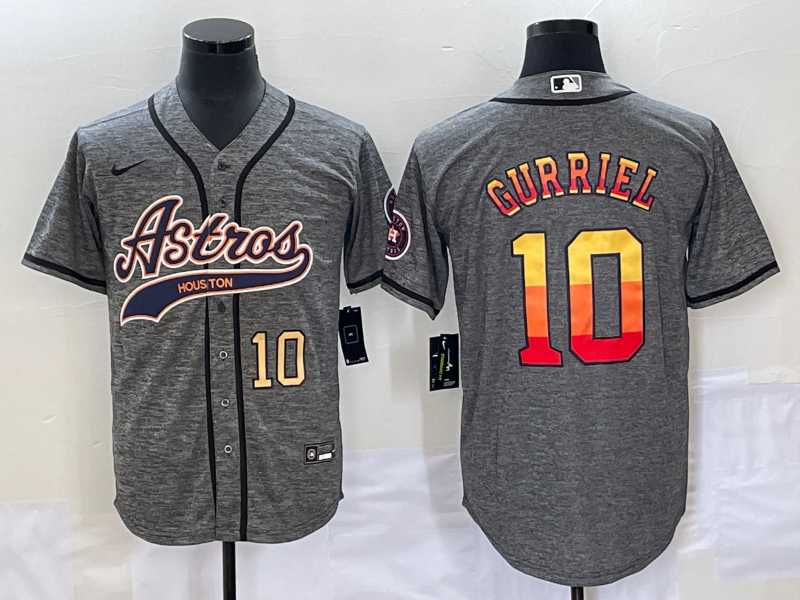 Men's Houston Astros #10 Yuli Gurriel Number Grey Gridiron Cool Base Stitched Baseball Jersey,We sell and wholesale Men's Houston Astros #10 Yuli Gurriel Number Grey Gridiron Cool Base Stitched Baseball Jersey on line form chian!