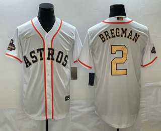 Men's Houston Astros #2 Alex Bregman 2023 White Gold World Serise Champions Patch Cool Base Stitched Jersey,We sell and wholesale Men's Houston Astros #2 Alex Bregman 2023 White Gold World Serise Champions Patch Cool Base Stitched Jersey on line form chian!