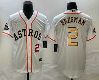 Men's Houston Astros #2 Alex Bregman Number 2023 White Gold World Serise Champions Patch Cool Base Stitched Jerseys,We sell and wholesale Men's Houston Astros #2 Alex Bregman Number 2023 White Gold World Serise Champions Patch Cool Base Stitched Jerseys on line form chian!