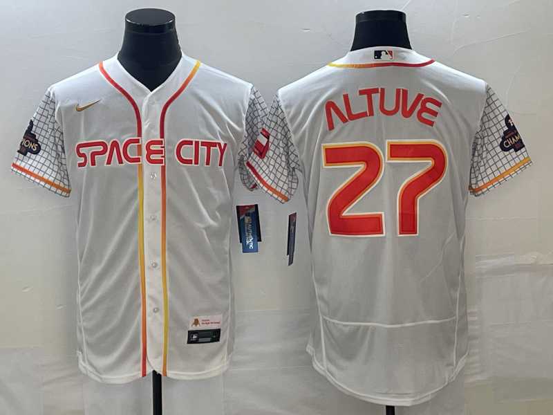Men's Houston Astros #27 Jose Altuve Number White 2023 City Connect Flex Base Stitched Jersey,We sell and wholesale Men's Houston Astros #27 Jose Altuve Number White 2023 City Connect Flex Base Stitched Jersey on line form chian!