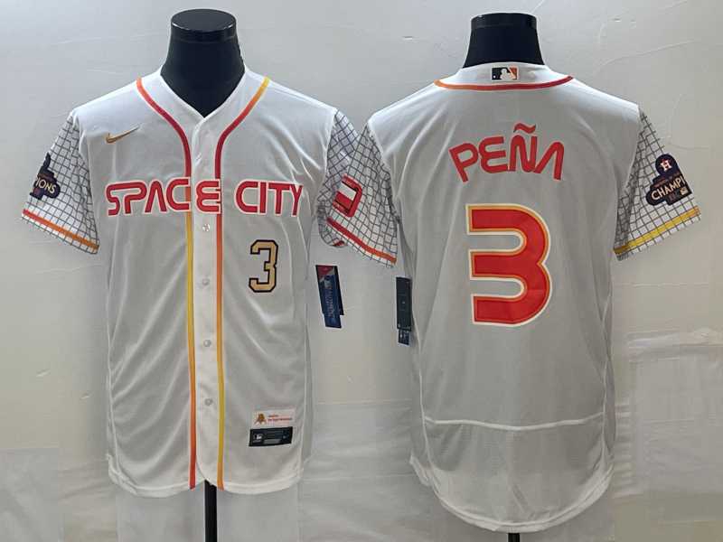 Men's Houston Astros #3 Jeremy Pena Number White 2023 City Connect Flex Base Stitched Jerseys,We sell and wholesale Men's Houston Astros #3 Jeremy Pena Number White 2023 City Connect Flex Base Stitched Jerseys on line form chian!