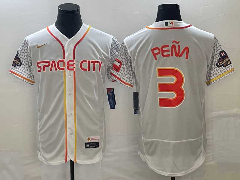 Men's Houston Astros #3 Jeremy Pena Number White 2023 City Connect Flex Base Stitched MLB Jersey,We sell and wholesale Men's Houston Astros #3 Jeremy Pena Number White 2023 City Connect Flex Base Stitched MLB Jersey on line form chian!