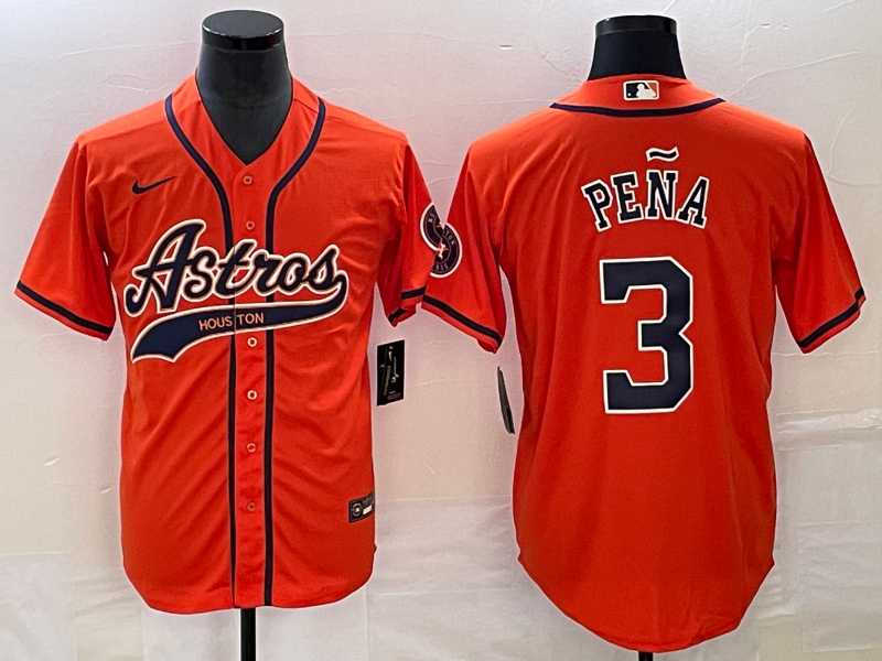 Men's Houston Astros #3 Jeremy Pena Orange With Patch Cool Base Stitched Baseball Jersey,We sell and wholesale Men's Houston Astros #3 Jeremy Pena Orange With Patch Cool Base Stitched Baseball Jersey on line form chian!