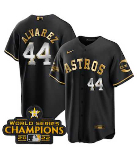 Men's Houston Astros #44 Yordan Alvarez Black Gold 2022 World Serise Champions Patch Stitched Baseball Jersey,We sell and wholesale Men's Houston Astros #44 Yordan Alvarez Black Gold 2022 World Serise Champions Patch Stitched Baseball Jersey on line form chian!