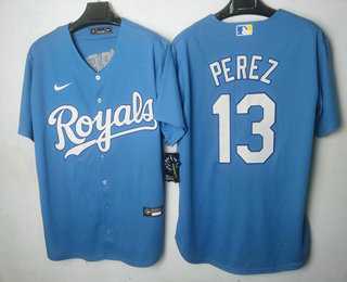 Men's Kansas City Royals #13 Salvador Perez Light Blue Cool Base Stitched MLB Jersey,We sell and wholesale Men's Kansas City Royals #13 Salvador Perez Light Blue Cool Base Stitched MLB Jersey on line form chian!