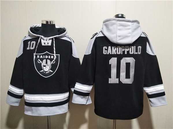 Men's Las Vegas Raiders #10 Jimmy Garoppolo Black Ageless Must-Have Lace-Up Pullover Hoodie,We sell and wholesale Men's Las Vegas Raiders #10 Jimmy Garoppolo Black Ageless Must-Have Lace-Up Pullover Hoodie on line form chian!