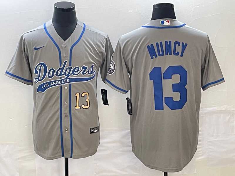 Men's Los Angeles Dodgers #13 Max Muncy Number Grey With Patch Cool Base Stitched Baseball Jersey,We sell and wholesale Men's Los Angeles Dodgers #13 Max Muncy Number Grey With Patch Cool Base Stitched Baseball Jersey on line form chian!