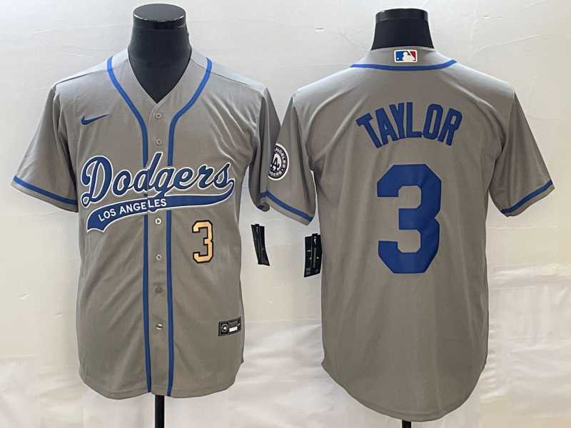 Men's Los Angeles Dodgers #3 Chris Taylor Number Grey With Patch Cool Base Stitched Baseball Jersey,We sell and wholesale Men's Los Angeles Dodgers #3 Chris Taylor Number Grey With Patch Cool Base Stitched Baseball Jersey on line form chian!