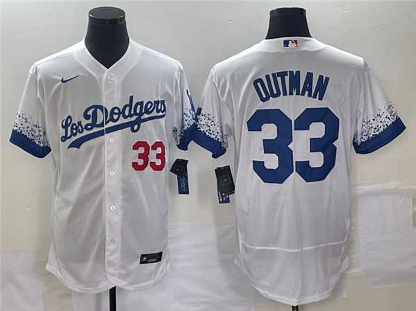 Men's Los Angeles Dodgers #33 James Outman White City Connect Flex Base Stitched Baseball Jersey,We sell and wholesale Men's Los Angeles Dodgers #33 James Outman White City Connect Flex Base Stitched Baseball Jersey on line form chian!