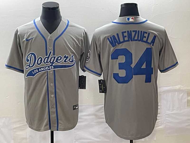 Men's Los Angeles Dodgers #34 Fernando Valenzuela Grey With Patch Cool Base Stitched Jersey,We sell and wholesale Men's Los Angeles Dodgers #34 Fernando Valenzuela Grey With Patch Cool Base Stitched Jersey on line form chian!