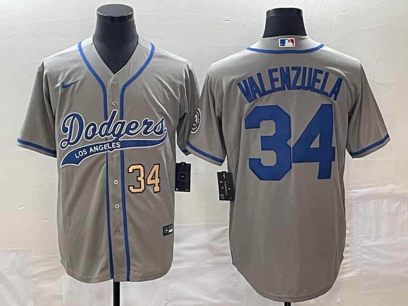Men's Los Angeles Dodgers #34 Fernando Valenzuela Number Grey With Patch Cool Base Stitched Baseball Jersey,We sell and wholesale Men's Los Angeles Dodgers #34 Fernando Valenzuela Number Grey With Patch Cool Base Stitched Baseball Jersey on line form chian!