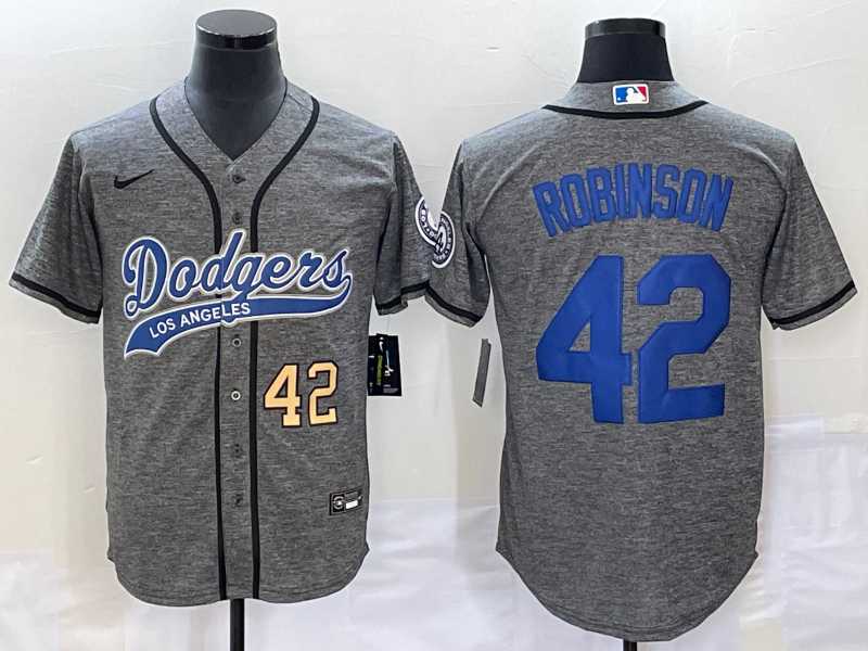 Men's Los Angeles Dodgers #42 Jackie Robinson Number Grey Gridiron Cool Base Stitched Baseball Jersey,We sell and wholesale Men's Los Angeles Dodgers #42 Jackie Robinson Number Grey Gridiron Cool Base Stitched Baseball Jersey on line form chian!