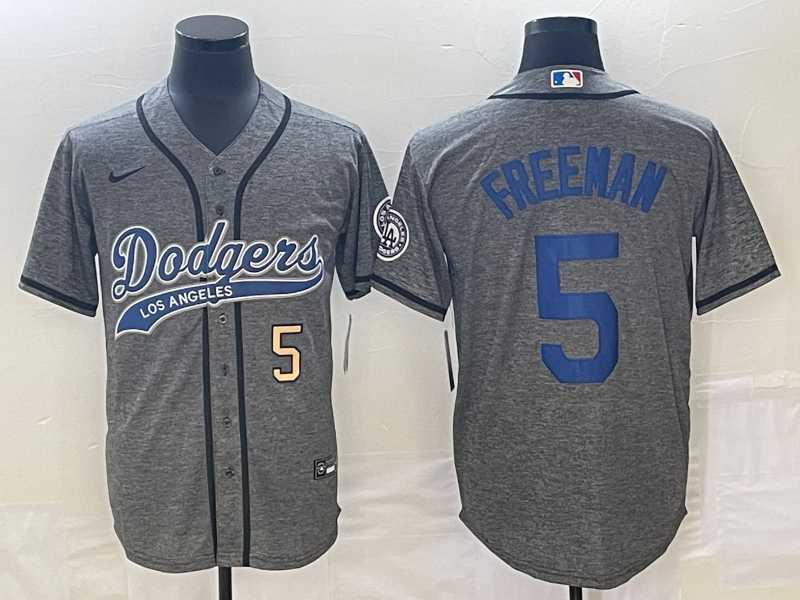 Men's Los Angeles Dodgers #5 Freddie Freeman Number Grey Gridiron Cool Base Stitched Baseball Jersey,We sell and wholesale Men's Los Angeles Dodgers #5 Freddie Freeman Number Grey Gridiron Cool Base Stitched Baseball Jersey on line form chian!