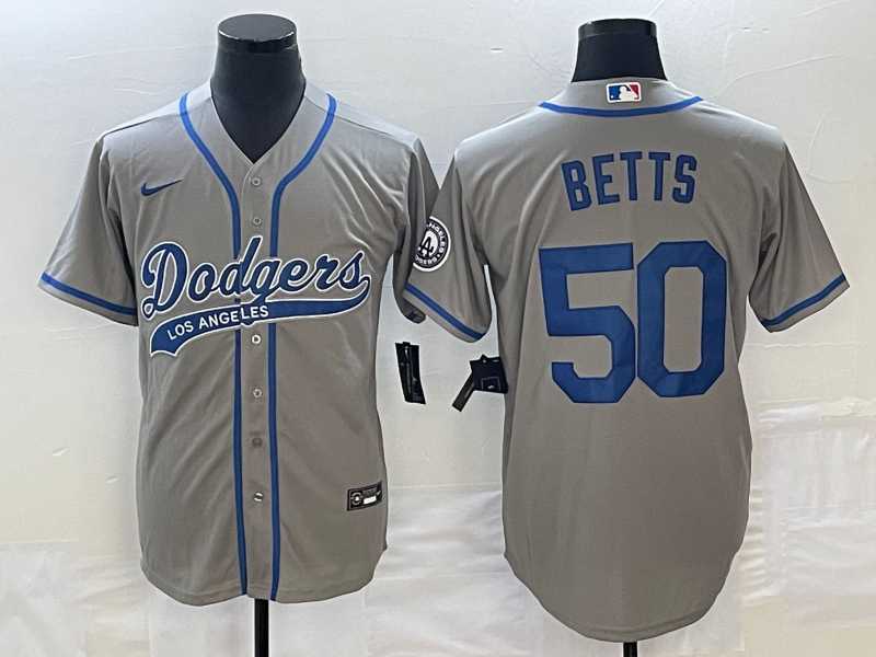 Men's Los Angeles Dodgers #50 Mookie Betts Grey With Patch Cool Base Stitched Jersey,We sell and wholesale Men's Los Angeles Dodgers #50 Mookie Betts Grey With Patch Cool Base Stitched Jersey on line form chian!