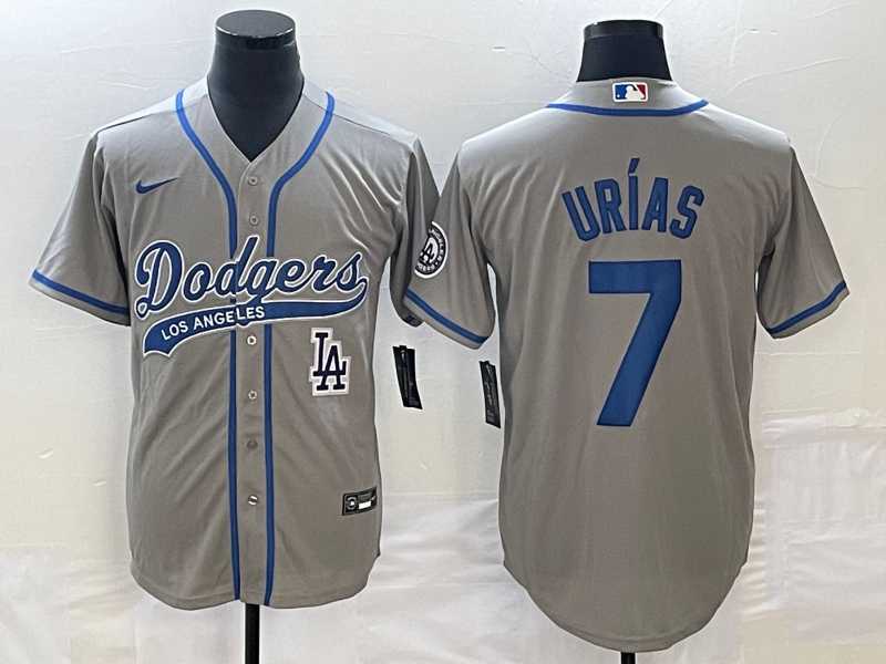 Men's Los Angeles Dodgers #7 Julio Urias Grey With Patch Cool Base Stitched Baseball Jersey,We sell and wholesale Men's Los Angeles Dodgers #7 Julio Urias Grey With Patch Cool Base Stitched Baseball Jersey on line form chian!