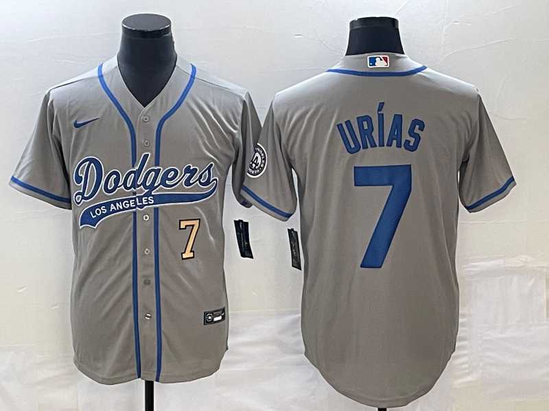 Men's Los Angeles Dodgers #7 Julio Urias Number Grey With Patch Cool Base Stitched Baseball Jersey,We sell and wholesale Men's Los Angeles Dodgers #7 Julio Urias Number Grey With Patch Cool Base Stitched Baseball Jersey on line form chian!