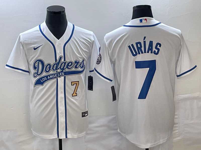 Men's Los Angeles Dodgers #7 Julio Urias Number White With Patch Cool Base Stitched Baseball Jersey,We sell and wholesale Men's Los Angeles Dodgers #7 Julio Urias Number White With Patch Cool Base Stitched Baseball Jersey on line form chian!