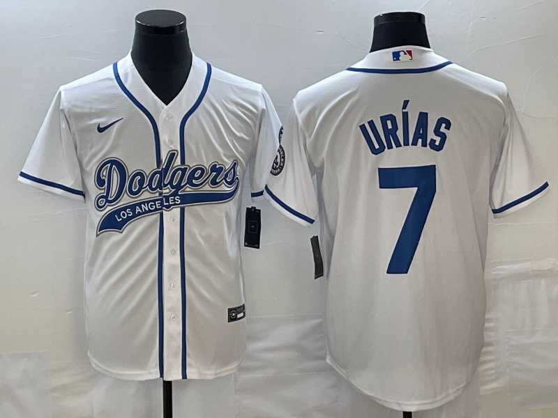 Men's Los Angeles Dodgers #7 Julio Urias White With Patch Cool Base Stitched Jersey,We sell and wholesale Men's Los Angeles Dodgers #7 Julio Urias White With Patch Cool Base Stitched Jersey on line form chian!
