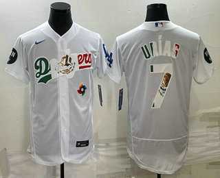 Men's Los Angeles Dodgers #7 Julio Urias White With Vin Scully Patch Flex Base Stitched Baseball Jersey,We sell and wholesale Men's Los Angeles Dodgers #7 Julio Urias White With Vin Scully Patch Flex Base Stitched Baseball Jersey on line form chian!