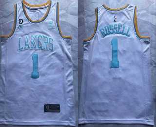 Men's Los Angeles Lakers #1 DAngelo Russell 2023 White Classic Edition With 6 Patch Stitched Basketball Jersey,We sell and wholesale Men's Los Angeles Lakers #1 DAngelo Russell 2023 White Classic Edition With 6 Patch Stitched Basketball Jersey on line form chian!
