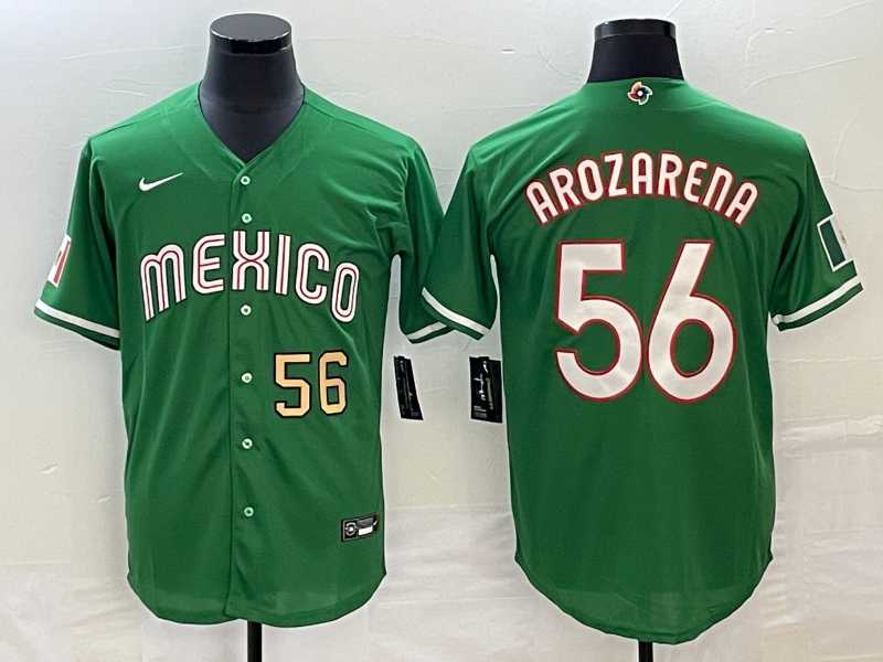 Men's Mexico #56 Randy Arozarena Number 2023 Green World Classic Stitched Jersey (2),We sell and wholesale Men's Mexico #56 Randy Arozarena Number 2023 Green World Classic Stitched Jersey (2) on line form chian!