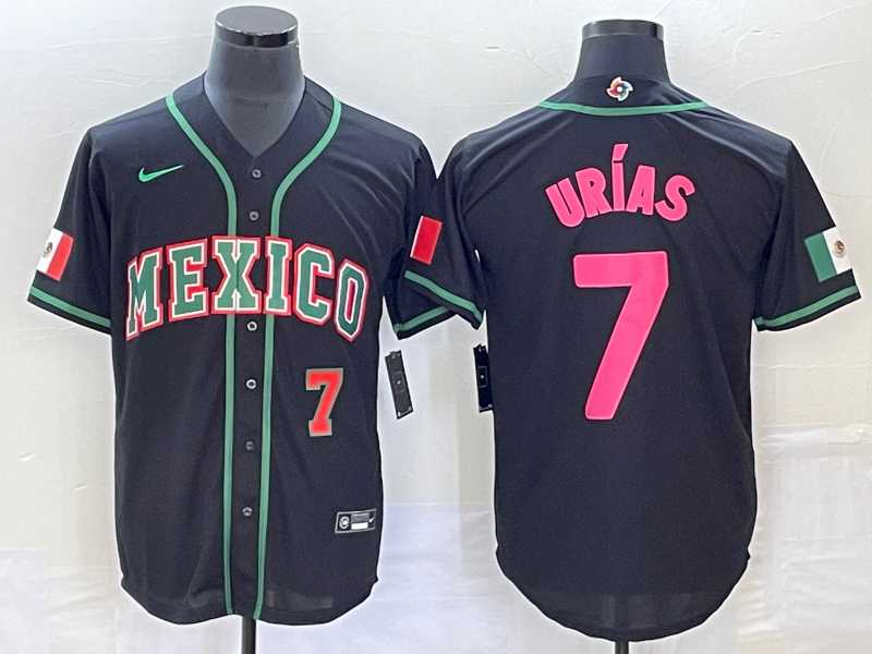 Men's Mexico #7 Julio Urias Number 2023 Black Pink World Classic Stitched Jersey,We sell and wholesale Men's Mexico #7 Julio Urias Number 2023 Black Pink World Classic Stitched Jersey on line form chian!