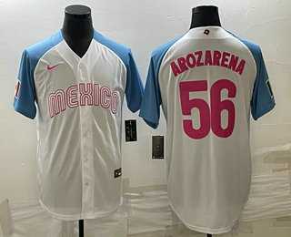 Men's Mexico Baseball #56 Randy Arozarena 2023 White Blue World Classic Stitched Jersey2,We sell and wholesale Men's Mexico Baseball #56 Randy Arozarena 2023 White Blue World Classic Stitched Jersey2 on line form chian!