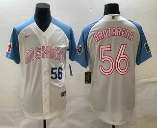 Men's Mexico Baseball #56 Randy Arozarena Number 2023 White Blue World Classic Stitched Jersey,We sell and wholesale Men's Mexico Baseball #56 Randy Arozarena Number 2023 White Blue World Classic Stitched Jersey on line form chian!