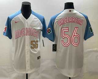 Men's Mexico Baseball #56 Randy Arozarena Number 2023 White Blue World Classic Stitched Jerseys,We sell and wholesale Men's Mexico Baseball #56 Randy Arozarena Number 2023 White Blue World Classic Stitched Jerseys on line form chian!