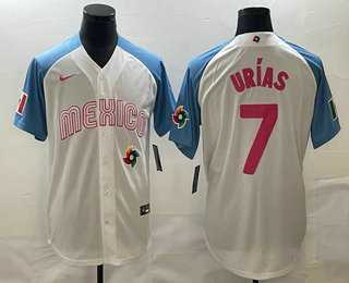 Men's Mexico Baseball #7 Julio Urias 2023 White Blue World Classic Stitched Jersey,We sell and wholesale Men's Mexico Baseball #7 Julio Urias 2023 White Blue World Classic Stitched Jersey on line form chian!