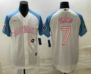 Men's Mexico Baseball #7 Julio Urias 2023 White Blue World Classic Stitched Jersey6,We sell and wholesale Men's Mexico Baseball #7 Julio Urias 2023 White Blue World Classic Stitched Jersey6 on line form chian!