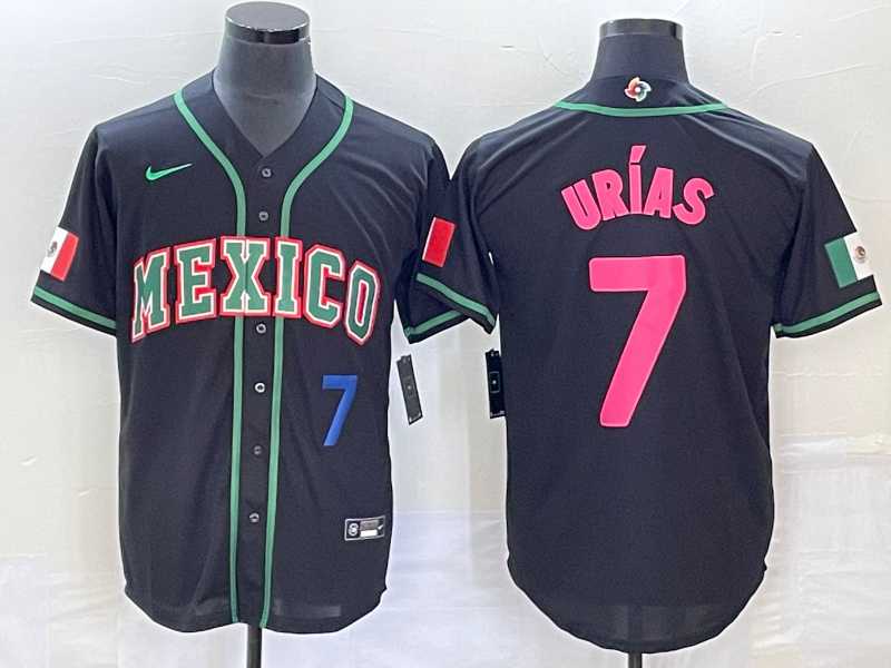 Men's Mexico Baseball #7 Julio Urias Number 2023 Black Pink World Classic Stitched Jersey,We sell and wholesale Men's Mexico Baseball #7 Julio Urias Number 2023 Black Pink World Classic Stitched Jersey on line form chian!