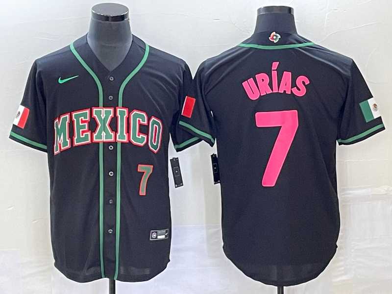 Men's Mexico Baseball #7 Julio Urias Number 2023 Black Pink World Classic Stitched Jersey3,We sell and wholesale Men's Mexico Baseball #7 Julio Urias Number 2023 Black Pink World Classic Stitched Jersey3 on line form chian!