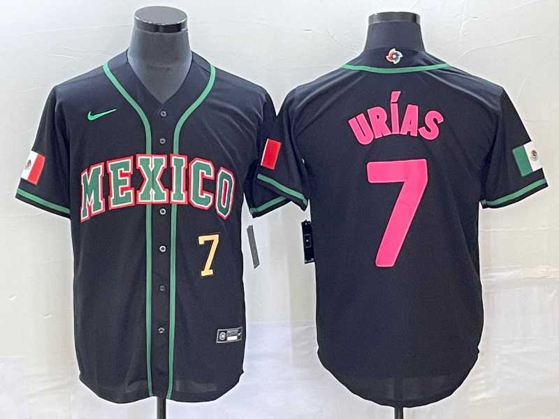 Men's Mexico Baseball #7 Julio Urias Number 2023 Black Pink World Classic Stitched Jersey5,We sell and wholesale Men's Mexico Baseball #7 Julio Urias Number 2023 Black Pink World Classic Stitched Jersey5 on line form chian!
