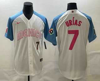 Men's Mexico Baseball #7 Julio Urias Number 2023 White Blue World Classic Stitched Jersey,We sell and wholesale Men's Mexico Baseball #7 Julio Urias Number 2023 White Blue World Classic Stitched Jersey on line form chian!