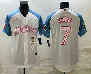 Men's Mexico Baseball #7 Julio Urias Number 2023 White Blue World Classic Stitched Jersey5,We sell and wholesale Men's Mexico Baseball #7 Julio Urias Number 2023 White Blue World Classic Stitched Jersey5 on line form chian!
