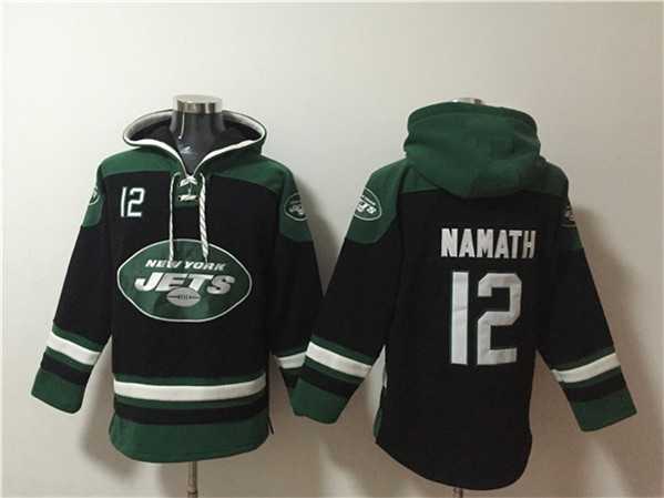 Men's New York Jets #12 Joe Namath Black Ageless Must-Have Lace-Up Pullover Hoodie,We sell and wholesale Men's New York Jets #12 Joe Namath Black Ageless Must-Have Lace-Up Pullover Hoodie on line form chian!