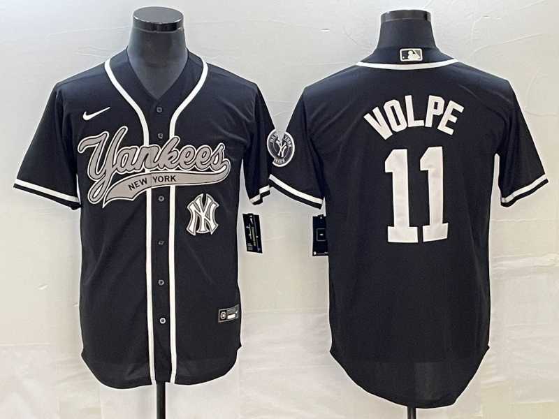 Men's New York Yankees #11 Anthony Volpe Black With Patch Cool Base Stitched Baseball Jersey,We sell and wholesale Men's New York Yankees #11 Anthony Volpe Black With Patch Cool Base Stitched Baseball Jersey on line form chian!