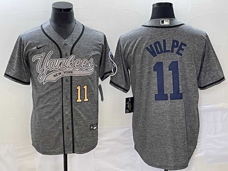 Men's New York Yankees #11 Anthony Volpe Number Grey Gridiron Cool Base Stitched Baseball Jersey,We sell and wholesale Men's New York Yankees #11 Anthony Volpe Number Grey Gridiron Cool Base Stitched Baseball Jersey on line form chian!