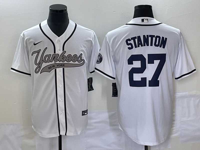 Men's New York Yankees #27 Giancarlo Stanton White With Patch Cool Base Stitched Baseball Jersey,We sell and wholesale Men's New York Yankees #27 Giancarlo Stanton White With Patch Cool Base Stitched Baseball Jersey on line form chian!