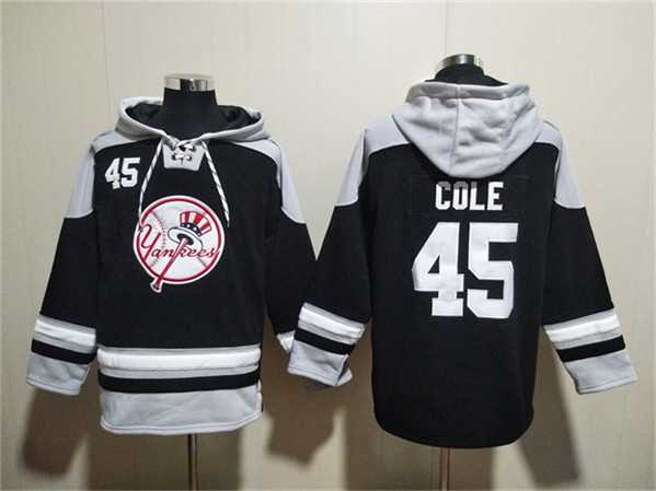 Men's New York Yankees #45 Gerrit Cole Black-Grey Ageless Must-Have Lace-Up Pullover Hoodie,We sell and wholesale Men's New York Yankees #45 Gerrit Cole Black-Grey Ageless Must-Have Lace-Up Pullover Hoodie on line form chian!