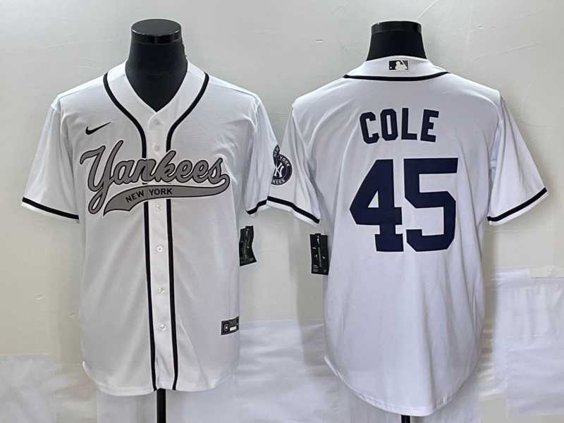 Men's New York Yankees #45 Gerrit Cole White With Patch Cool Base Stitched Baseball Jersey,We sell and wholesale Men's New York Yankees #45 Gerrit Cole White With Patch Cool Base Stitched Baseball Jersey on line form chian!
