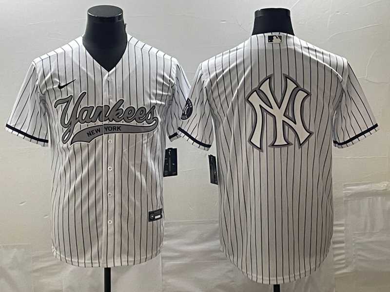 Men's New York Yankees Big Logo White Pinstripe Cool Base Stitched Baseball Jerseys,We sell and wholesale Men's New York Yankees Big Logo White Pinstripe Cool Base Stitched Baseball Jerseys on line form chian!